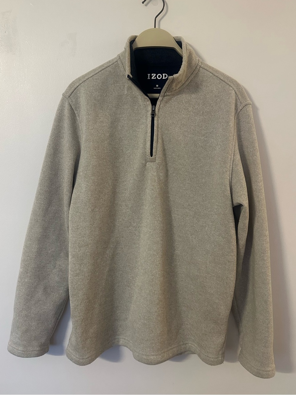 IZOD Men’s M Quarter Zip Pullover Gray Lightweight Summer Layer